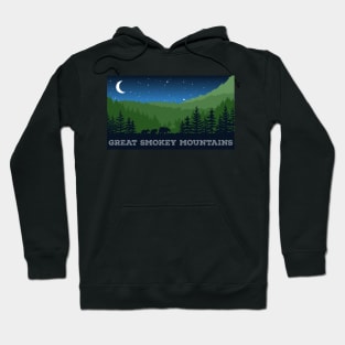 Dark Blue Great Smokey Mountains Bear Design Hoodie